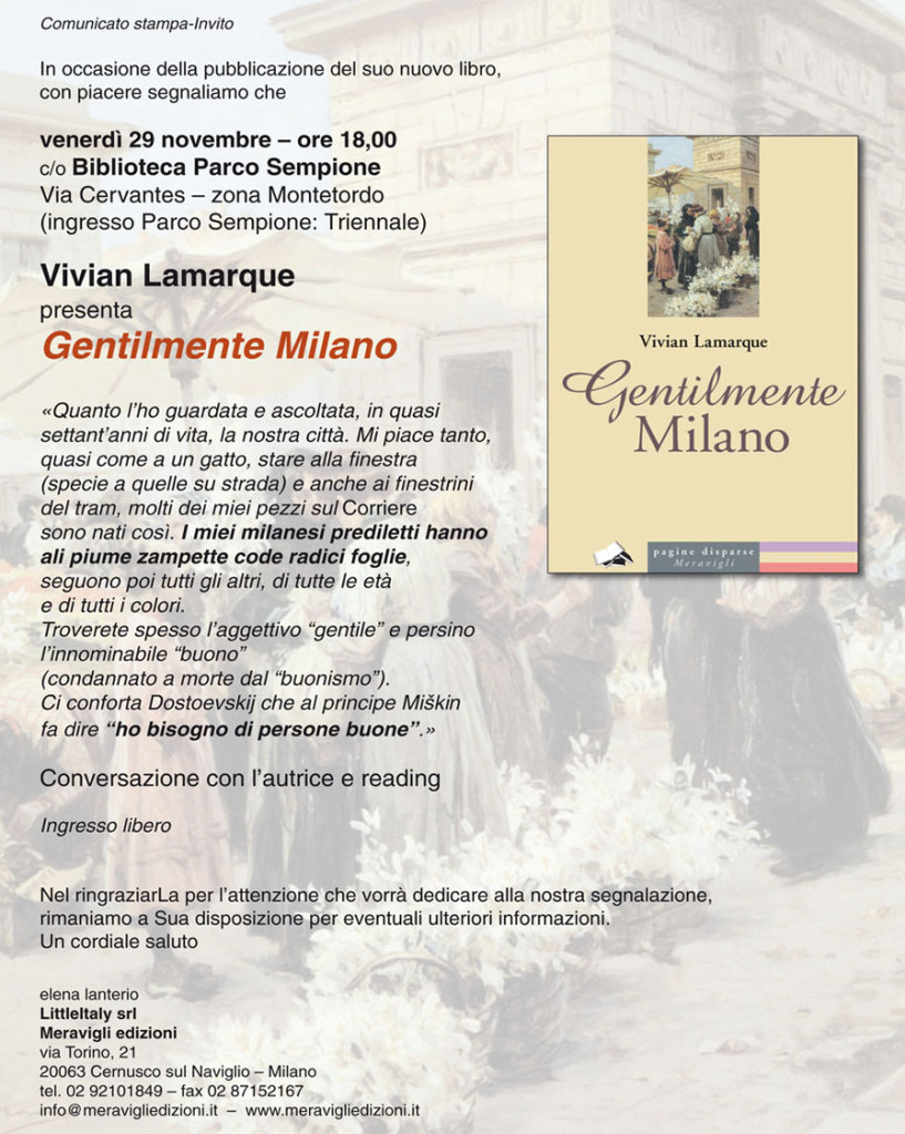 La Milano gentile di Vivian Lamarque – Biblioteca Parco Sempione