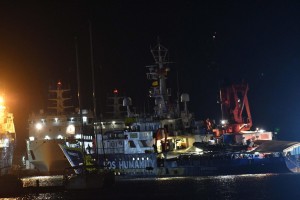 The Humanity 1 ship of the NGO 'Sos Humanity', with 179 shipwrecked on board, in the port of Catania, where the inspection by the Italian authorities takes place, as required by the new decree, to identify fragile women and children who will be disembarked, Sicily island, southern Italy, 05 November 2022. At the port, in addition to the Coast Guard personnel, there are also police forces, ambulances, civil protection volunteers and two urban buses, which will probably be used to transport the people disembarked. ANSA/ORIETTA SCARDINO