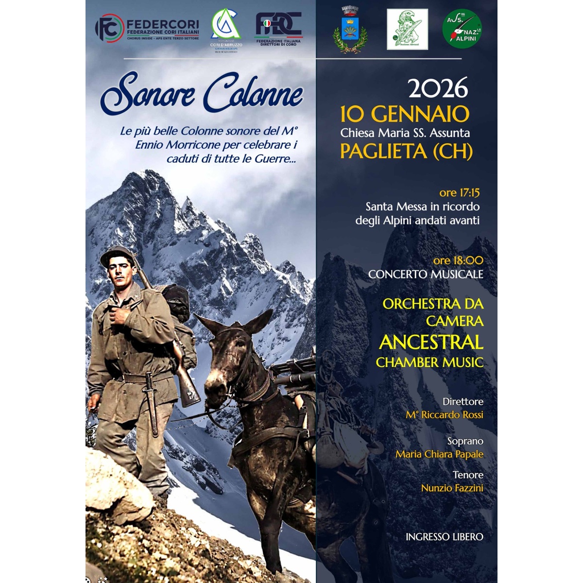 Sonore Colonne a Paglieta sabato 10 gennaio 2026