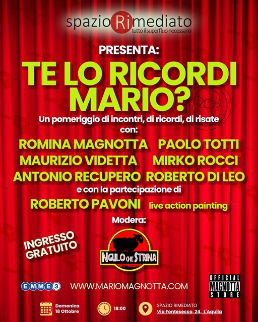 Un evento dedicato a Mario Magnotta oggi a L'Aquila